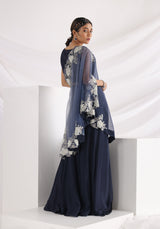 Blue dream one shoulder cape set