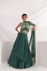 Lorena green lehenga set