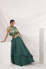 Lorena green lehenga set