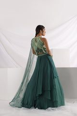 Lorena green lehenga set
