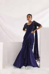 Ultramarine draped saree set
