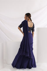 Ultramarine draped saree set
