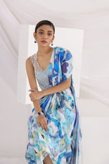 Wind and wave saree set