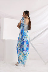 Wind and wave saree set