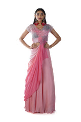 Blush Pink Lehenga Set with an Attached Dupatta