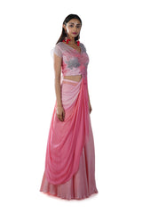 Blush Pink Lehenga Set with an Attached Dupatta