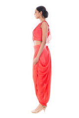 Saaira Peach Draped Skirt Set