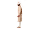 Cream Kurta with Zadi Embroidered Beige Sherwani set