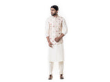 Cream Kurta with Light Peach Waist Coat Set.