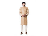 Cream Kurta with Hand Embroidered Beige Sherwani set