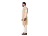 Cream Kurta with Hand Embroidered Beige Sherwani set