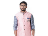 Grey Cowl Kurta with Pink Silk Waist Coat
