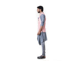 Grey Cowl Kurta with Pink Silk Waist Coat
