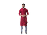 Maroon Cowl Kurta with Grey Churidar.