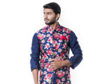 Blue Cowl Kurta Set & Blue floral printed Waist Coat Set.