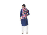 Blue Cowl Kurta Set & Blue floral printed Waist Coat Set.