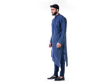 Midnight Blue Asymmetrical Hemline Embroidered kurta Set