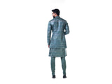 Green Overlapped Ghicha Kurta & Jacket Set
