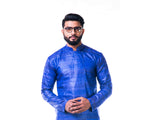Ink Blue Overlapped Ghicha Kurta & Jacket Set