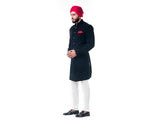 Black Velvet Self Embroidered Sherwani Set