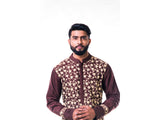 Chocolate Brown Katan Silk Pintuck Cord Embroidered Kurta Set