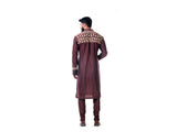 Chocolate Brown Katan Silk Pintuck Cord Embroidered Kurta Set