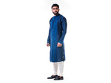 Blue Ari Embroidery Silk Kurta Set