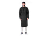 Black Ari Embroidery Silk Kurta Set.