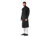 Black Ari Embroidery Silk Kurta Set.