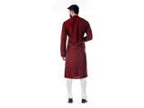 Maroon Ari Embroidery Silk Kurta Set.