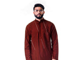 Maroon Asymmetrical Hemline Embroidered kurta Set