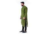 Green Asymmetrical Hemline Embroidered kurta Set