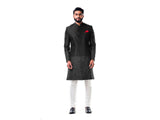 Black Hand Embroidered Thread Work Sherwani Set