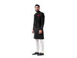 Black Hand Embroidered Thread Work Sherwani Set