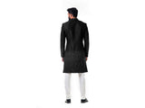 Black Hand Embroidered Thread Work Sherwani Set