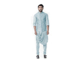 Light Blue Cowl Kurta with Full Embroidered Blue Waist Coat set.