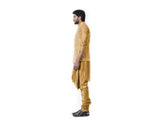 Mustard Cowl Kurta with Full Embroidered Mustard Waist Coat set.