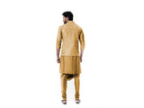 Mustard Cowl Kurta with Full Embroidered Mustard Waist Coat set.
