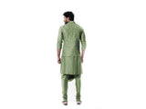 Pistachio Green Cowl Kurta with Full Embroidered Pistachio Green Waist Coat set