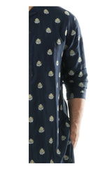 Blue All Over Embroidered Kurta Set