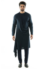 Navy Blue Cowl Kurta Set