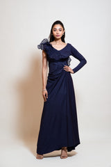 Navy Blue Drape Dress