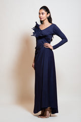 Navy Blue Drape Dress