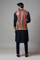 Multicolour Fully Embroidered Chikankari Nehru Jacket