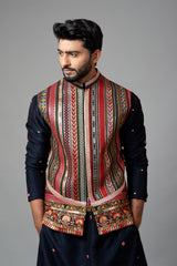 Multicolour Fully Embroidered Chikankari Nehru Jacket