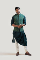 Moss Green Embroidered Nehru