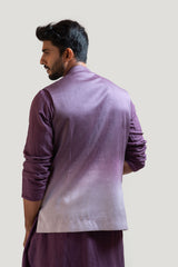 Lavender Ombre Rexin Applique Nehru