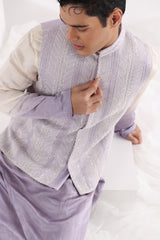 Lavender dream nehru jacket and Amethyst pleated kurta set