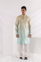 Marble print quilt jacket and kurta set