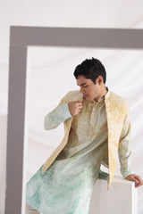 Marble print quilt jacket